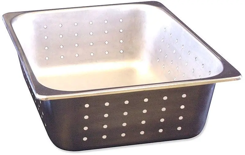 Winco Benchmark 56743 Half-Size Perforated Stainless Steel Cooking & Serving Pan | Denson Cfe 1