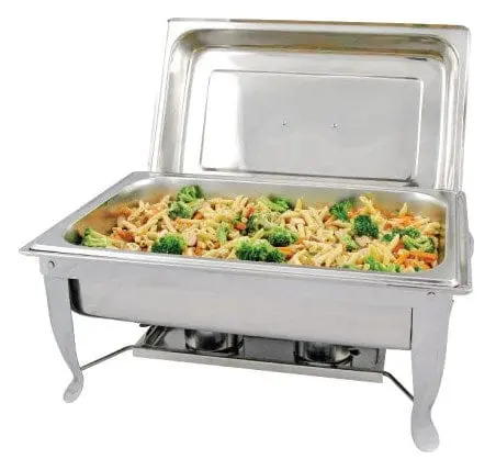 Winco C-1080 Bellaire Full-Size 8-Quart Chafer With Folding Frame & Polished Lid 1