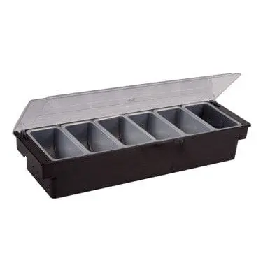 Winco Cch6 Six-Compartment Condiment Holder – Black Plastic Base For Efficient Counter Organization | Denson Cfe 1