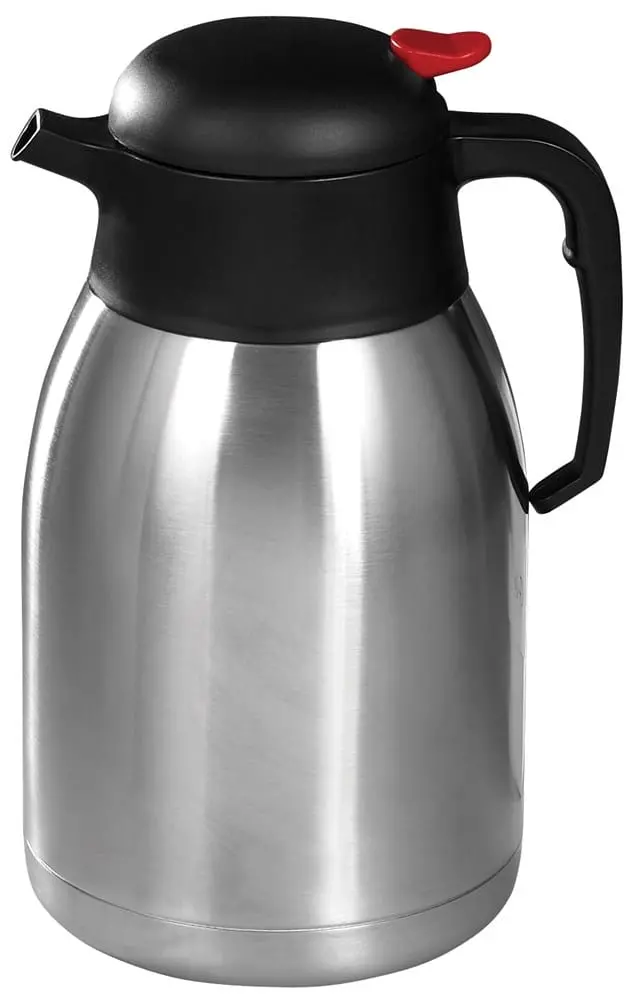Winco Cf-2.0 2-Liter Stainless Steel Coffee Carafe – Red Push-Button Lid 1