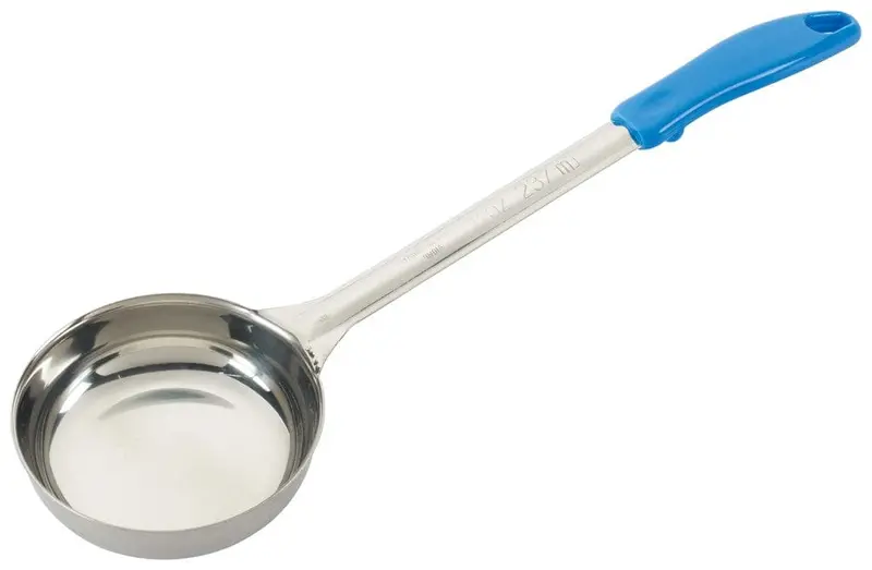Winco Fps8 8-Ounce Stainless Steel Food Portioner With Comfort-Grip Blue Handle 1