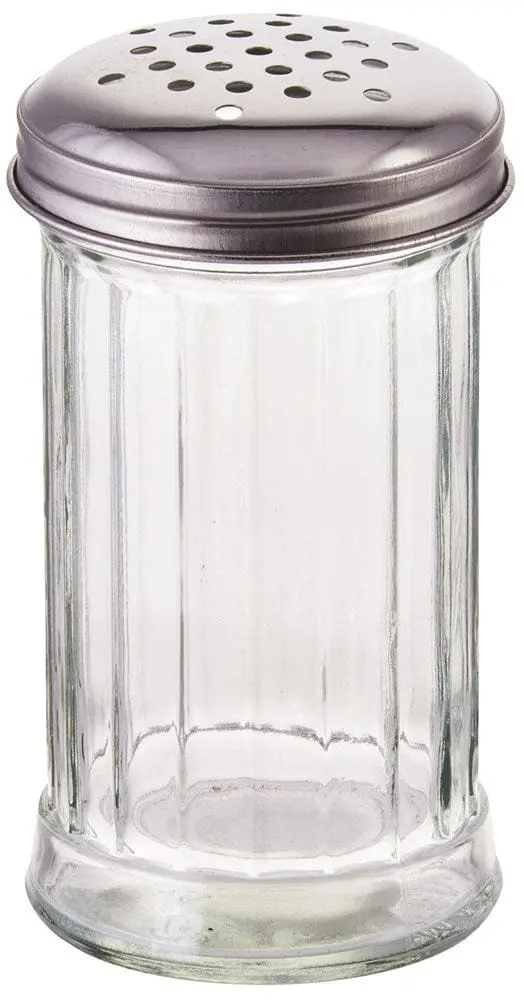 Winco G-103 12-Ounce Clear Glass Cheese Shaker With Precision Perforated Top | Denson Cfe 1