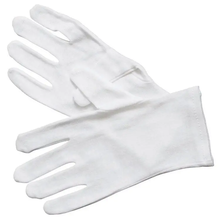 Winco Glc-M Medium White Cotton Food Service Gloves (6 Pairs) | Denson Cfe 1