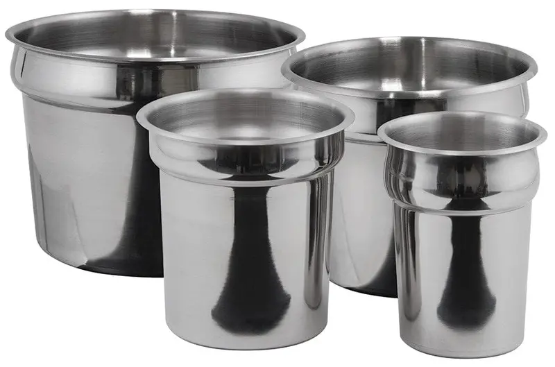 Winco Ins-11.0M 11-Quart Mirror-Finish Stainless Steel Round Inset Pan | Denson Cfe 1