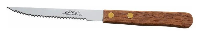 Winco K-35W Economy Steak Knife – 4-Inch Stainless Blade, Natural Wooden Handle 1