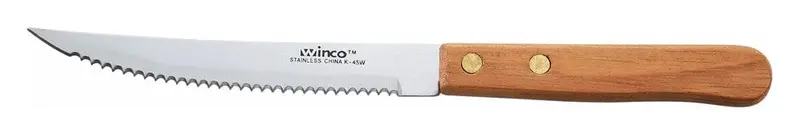 Winco K-45W Premium Steak Knife – 4.5-Inch Blade, Smooth Wooden Handle, Balanced Weight 1