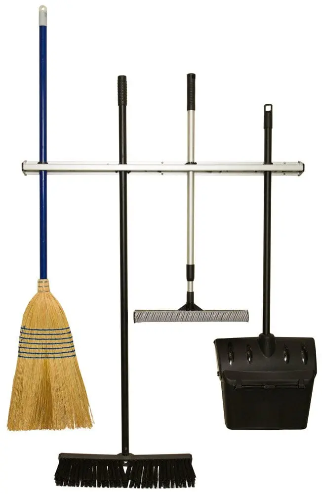 Winco Mhh-36 36-Inch Aluminum Mop & Broom Rack – Rubber-Bristle Holder For Organized Storage 1