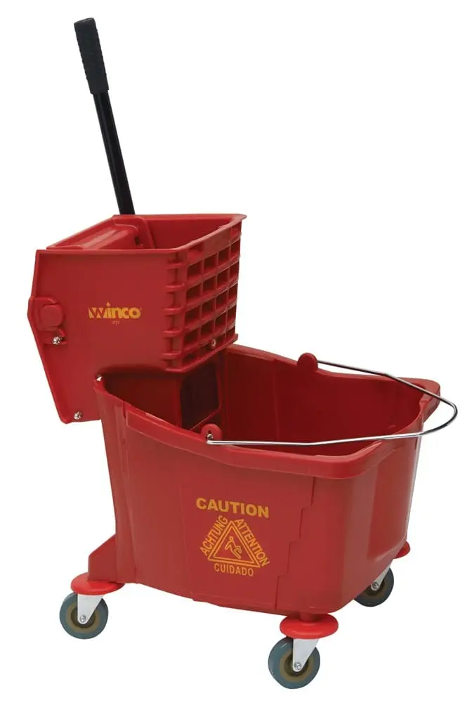 Winco Mpb-36R 36-Quart Red Mop Bucket With Built-In Wringer 1