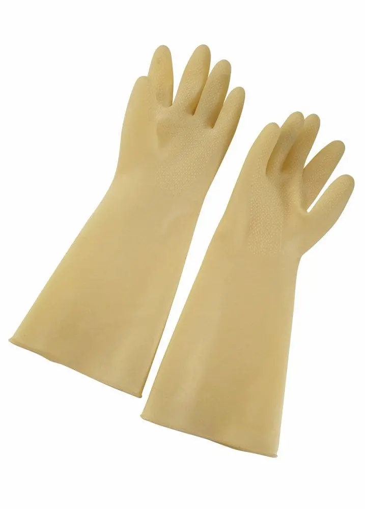 Winco Nlg-916 Powder-Free Natural Latex Gloves – Medium, Yellow, 9" × 16" 1