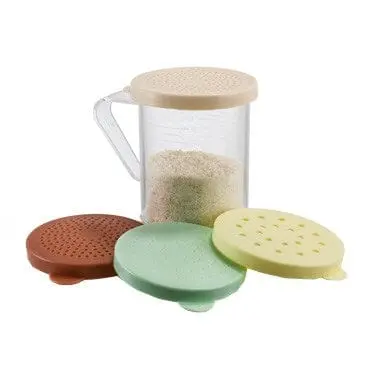 Winco Pdg-10Ac Clear 10 Oz Plastic Dredge With Four Interchangeable Snap Lids 1