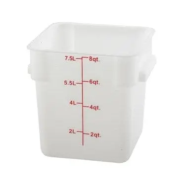 Winco Pesc-8 8-Quart Square White Food Storage Container With Secure Lid 1