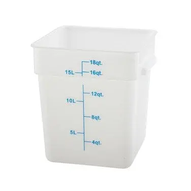 Winco Pesc18 18-Quart Square Food Storage Container – White, Stackable, With Handles & Volume Markings | Denson Cfe 1