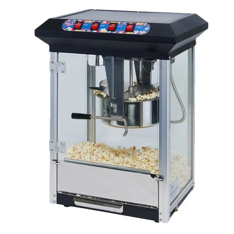 Winco Pop-8B Electric Popcorn Machine With Stainless Steel Kettle & Warm Light 1