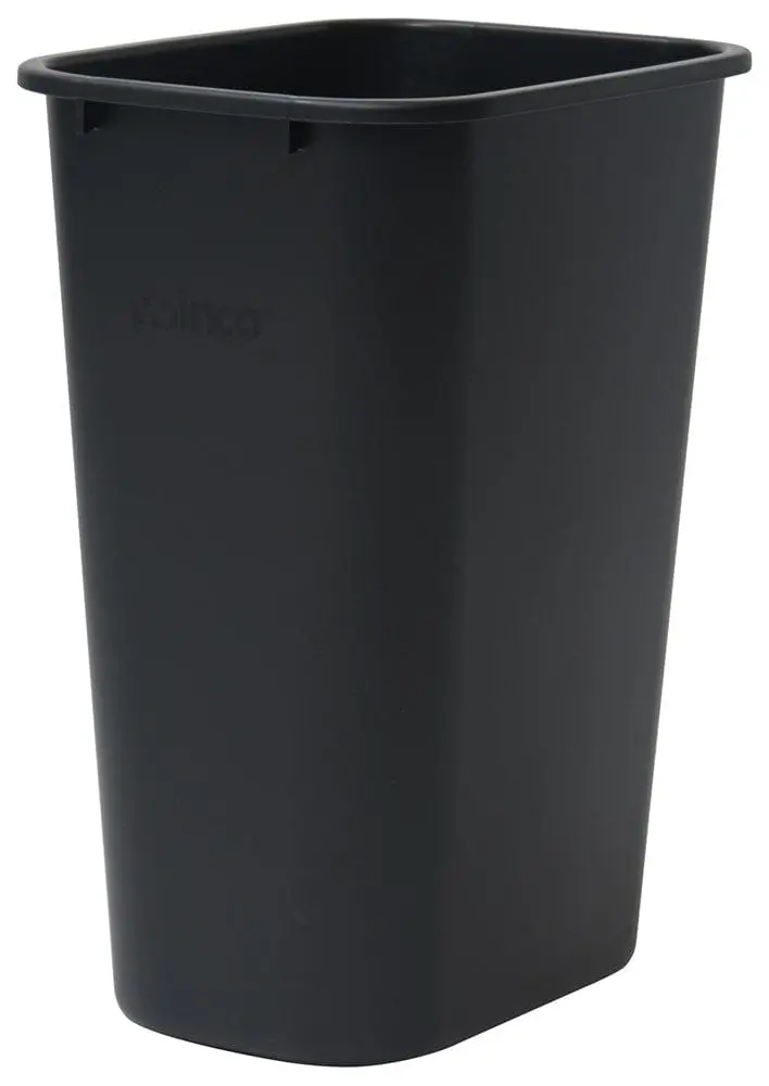 Winco Pwr-41K 41-Quart Black Rectangular Waste Bin – High-Capacity | Denson Cfe 1