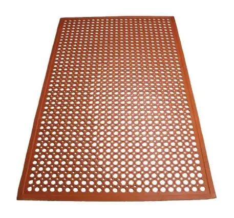 Winco Rbm-35R-R Beveled-Edge Red Rubber Floor Mat – 3' X 5' – Denson Cfe 1