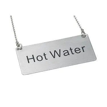 Winco Sgn-204 Hot Water Sign – Stainless Steel Finish, 12" Hanging Chain | Denson Cfe 1