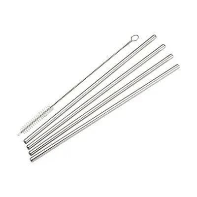 Winco Sstw-8S Polished Stainless Steel Reusable Straw Kit – 5-Piece With Brush | Denson Cfe 1