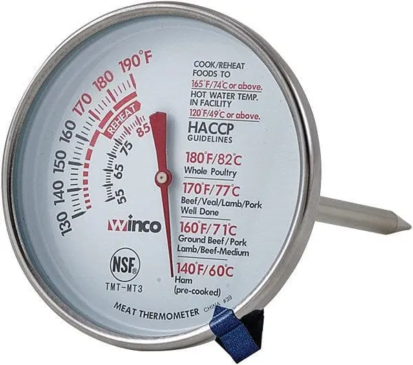 Winco Tmt-Mt3 Analog Dial Meat Thermometer – 3-Inch Face With 5-Inch Probe For Precision Cooking | Denson Cfe 1