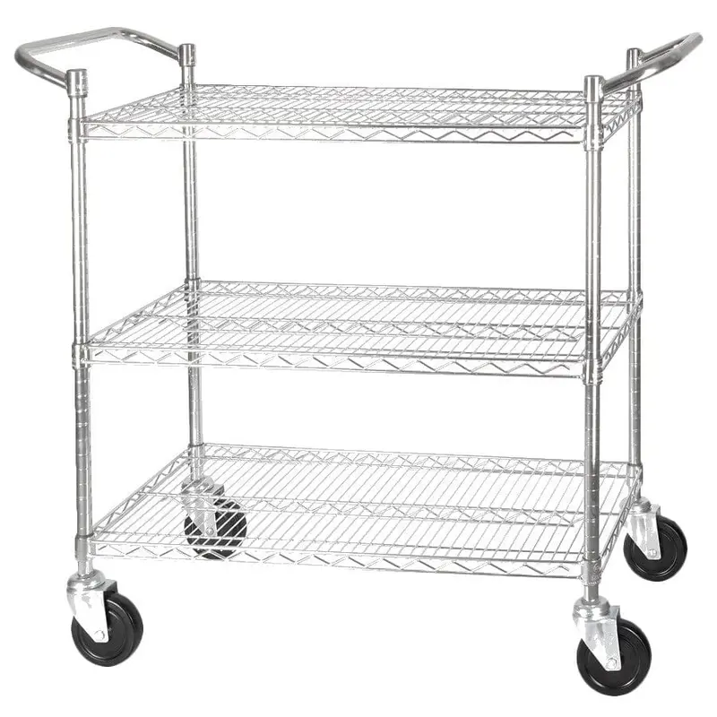 Winco Vccd-2448B 3-Tier Heavy-Duty Wire Shelving Cart – 24" X 48" For Efficient Organization 1