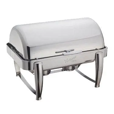 Winco Virtuoso 8-Quart Roll-Top Chafer – Chrome-Trimmed Stainless Steel | Denson Cfe 1