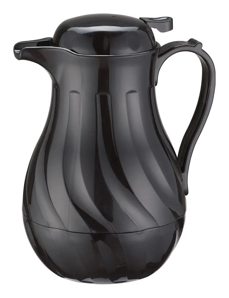 Winco Vsw-64K 64 Oz Insulated Beverage Server With Push-Button Lid & Black Swirl Finish | Denson Cfe 1