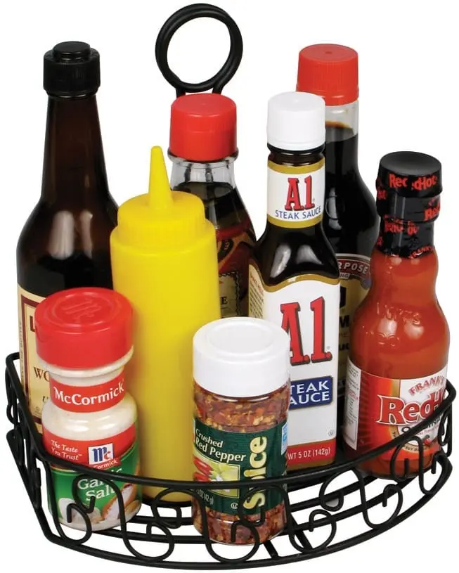 Winco Wbkh-6Sb Oblong Black Wire Condiment Caddy — 8-1/4" X 6-1/4" X 9" | Denson Cfe 1