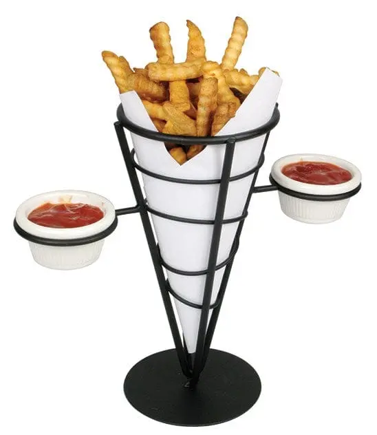 Winco Wbkh5 Wire French Fry Holder – Includes Dual Ramekin Slots For Condiments & Sides | Denson Cfe 1