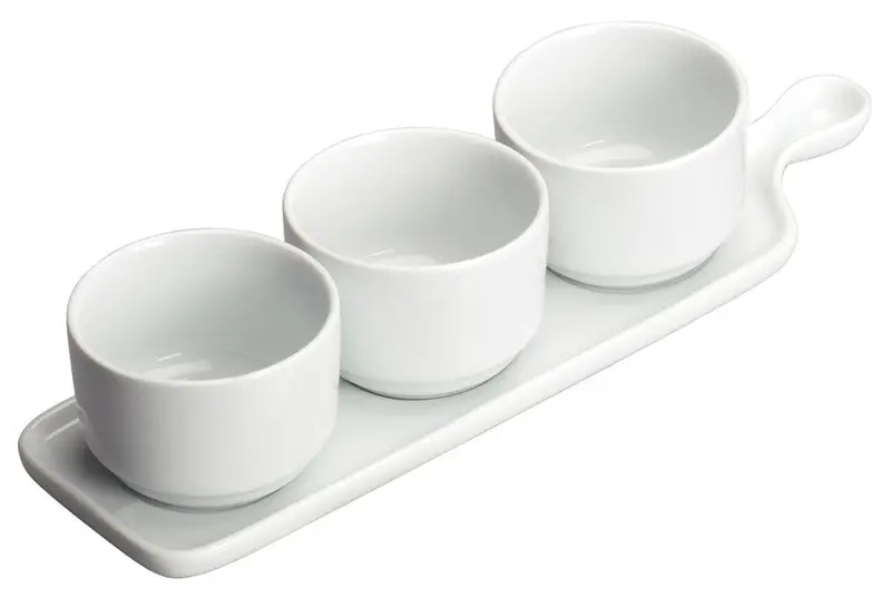 Winco Wdp016-101 Newry Tapas Trio Bowl Set – Sleek Bright White Base Plate | Denson Cfe 1
