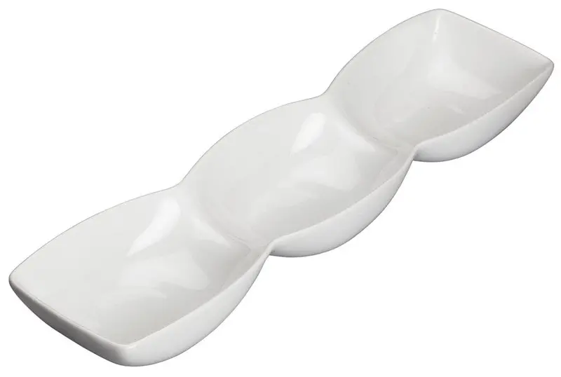 Winco Wdp017-101 Heavy-Duty White Porcelain Trio Bowl – 14.25", 3-Section Design | Denson Cfe 1