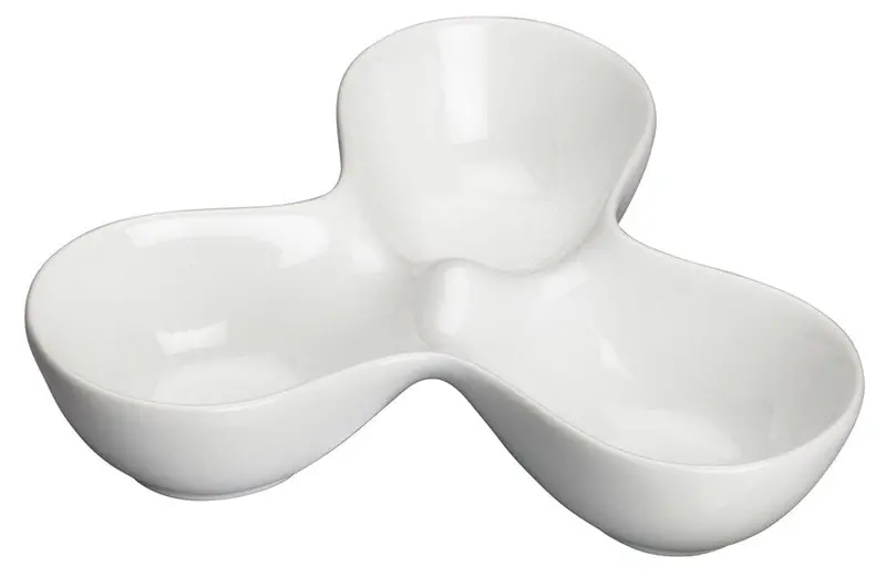 Winco Wdp017-103 Three-Compartment Porcelain Trio Caddy – 7.75" × 5", Durable White | Denson Cfe 1