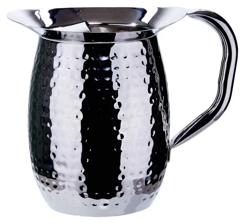 Winco Wpb2Ch 2-Quart Hammered Stainless Steel Bell Pitcher With Integrated Ice Catcher 1