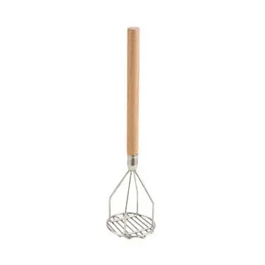 Wood-Handled Potato Masher – 4" Round Head, 18" Length, Commercial-Grade – Winco Ptm-18R | Denson Cfe 1