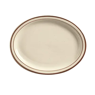 World Tableware Desert Sand Oval Platter – Speckled Finish With Brown Bands, 9.5" × 7.5" | Denson Cfe 1