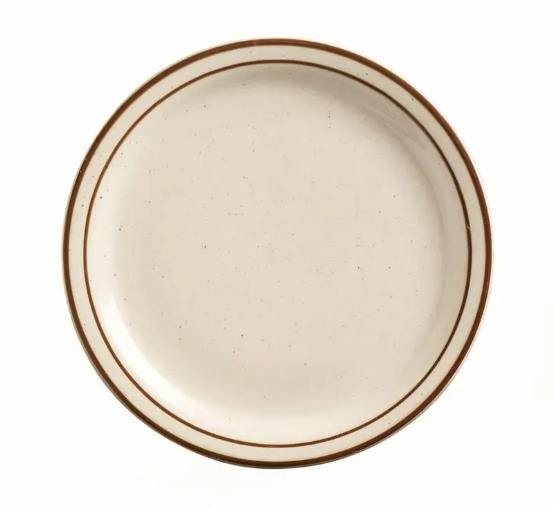 World Tableware Dsd-7 Speckled Desert Sand Dessert Plate – 7.25", Dual Brown Band Design 1